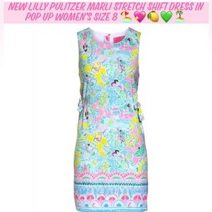 🎉HP🎉New! Lilly Pulitzer Marli Stretch Shift Dress In Pop Up Women’s Size 8🍋🏝